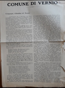 Manifesto del Comune di Vernio 1 novembre 1944